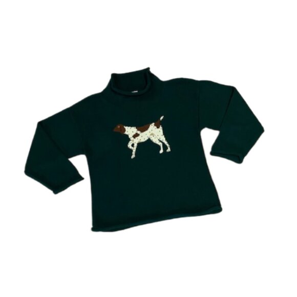BAILEY BOYS German Short-haired Pointer Roll Neck Sweater Green Size 6-7 Preppy - Picture 1 of 4